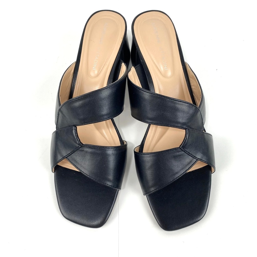 Adrienne Vittadini Sandals Womens 10 M Black Slip On Elegant Dressy LKNU Comfort